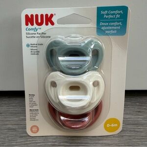 NUK COMFY SILICONE PACIFIER 0-6MO 3 PACK NEW